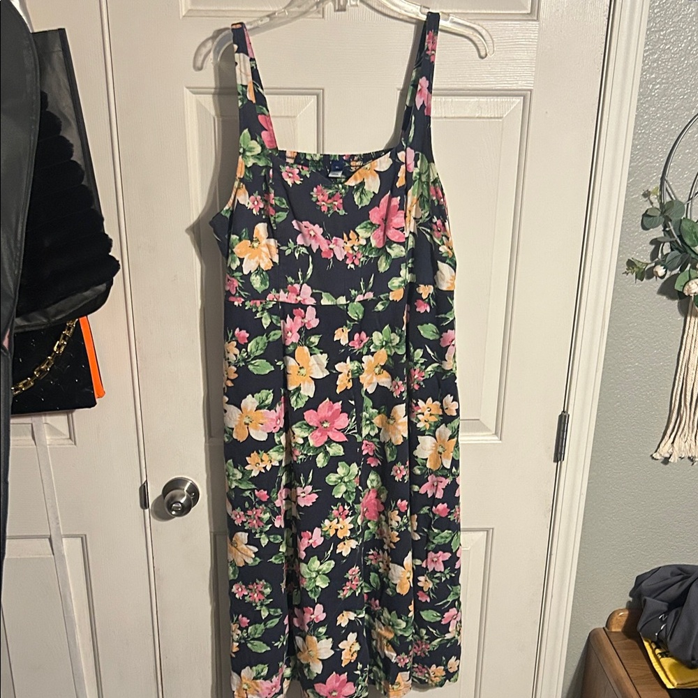 Old Navy Black Floral Maxi Dress with Pink & Yellow Blooms